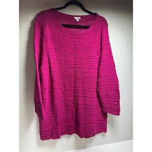 J Jill Women’s Tunic Sweater Fushia Pink Long Sleeve Scoop Neck Pullover Sz 2X